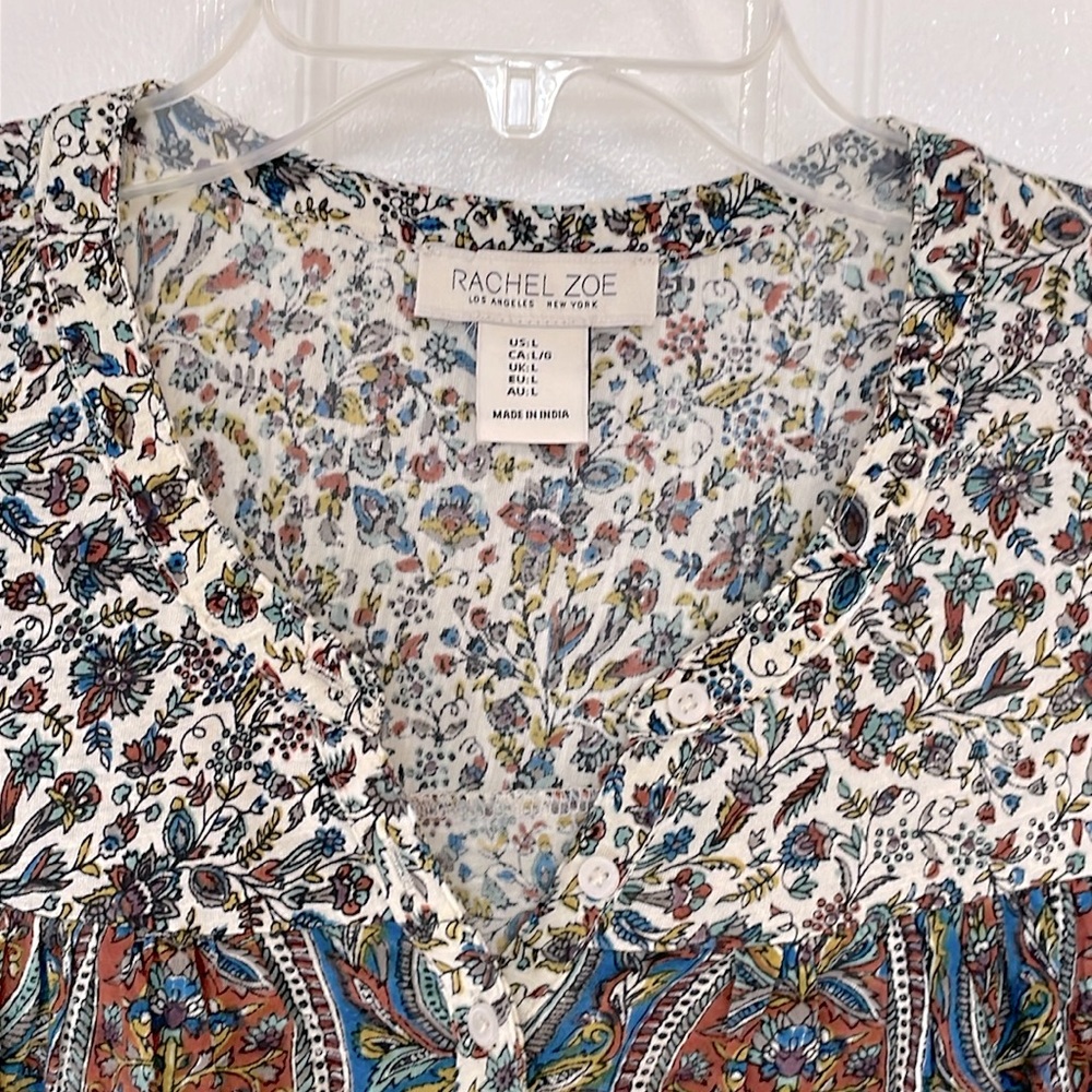 Rachel Zoe multicolored sleeveless Button Front Top, Size L - Picture 5 of 9